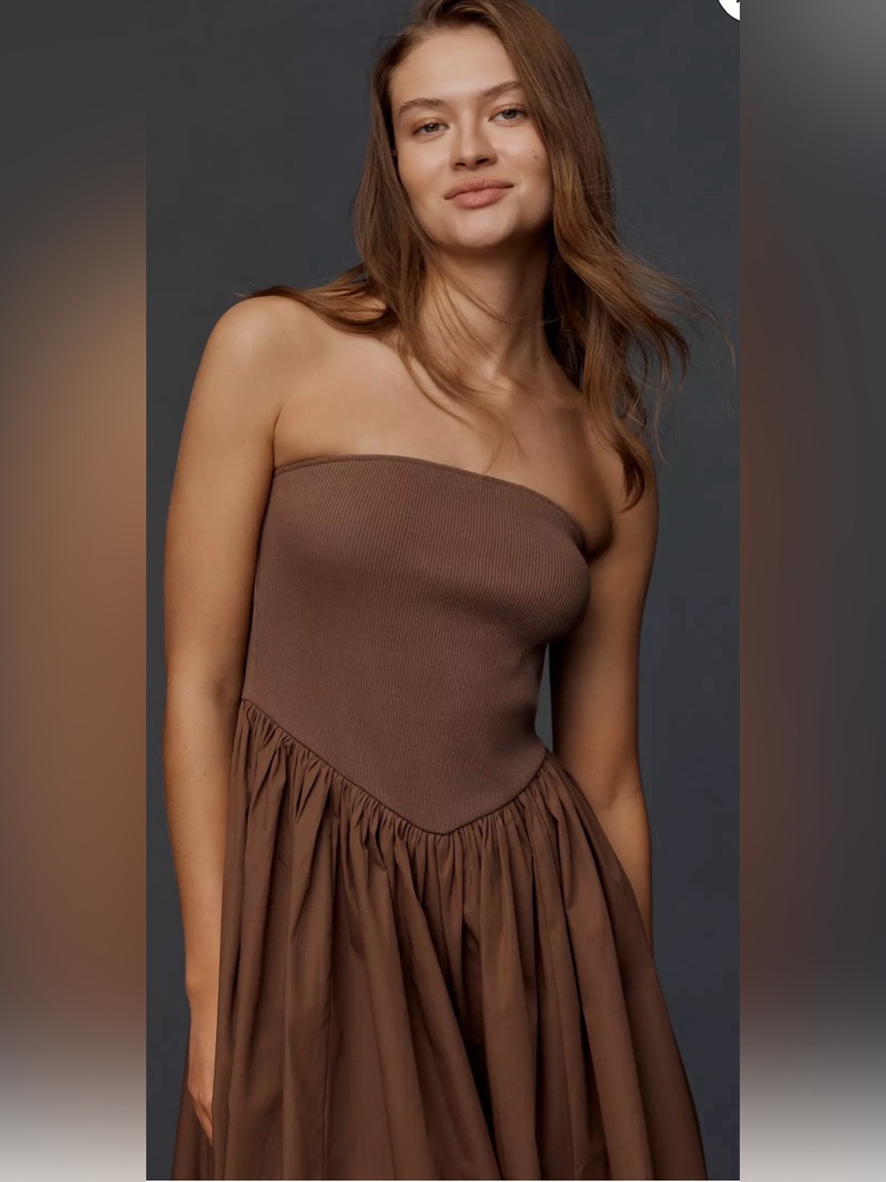 By Anthropologie Strapless Basque-Waist A-Line Midi Dress Brand New Large - Picture 5 of 12